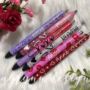 Personalized Valentines Glitter InkJoy Pen: Love, Heart, XOXO - NayLynn Designs