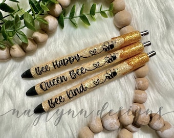 Bee Glitter Pen: Personalized InkJoy Pen, Honey Drip Design