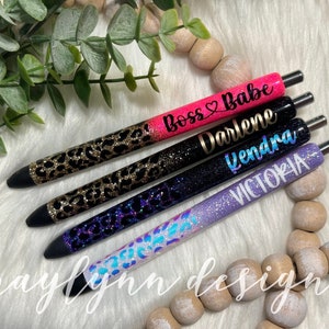 Leopard Print Glitter Pens | InkJoy Glitter Pen | Sharpie S-Gel Pen | Personalizable | Gel Pen