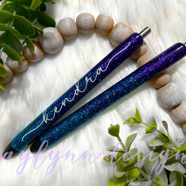 Siren Glitter Pens | Glitter Pens | Purple Glitter Pen | Blue Glitter Pen | InkJoy Glitter Pen | Personalized Glitter Pen | NayLynn Designs