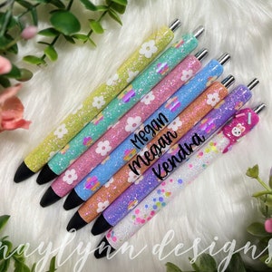 Spring Glitter Pen: Handmade, Floral, Easter, Holiday