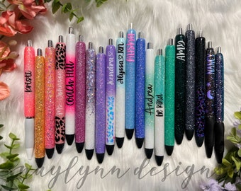 Glitter Pens | Personalized Glitter Pens | Inkjoy Gel Pen | Sharpie S-Gel Pens | Customized Pens | Refillable Custom Pens | Naylynn Designs