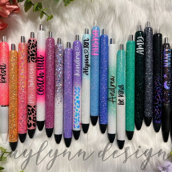 Glitter Pens | Personalized Glitter Pens | Inkjoy Gel Pen | Sharpie S-Gel Pens | Customized Pens | Refillable Custom Pens | Naylynn Designs