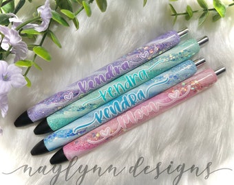 Pastel Glitter Pen: Milky Way Swirl, Handmade, Refillable Inkjoy Pen