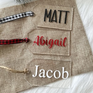 Acrylic Stocking Tag, Name Tags, Easter Basket Tags, Gift Wrap Name Tag, Personalized Gift Tag, Custom Stocking Tag, Personalized Labels