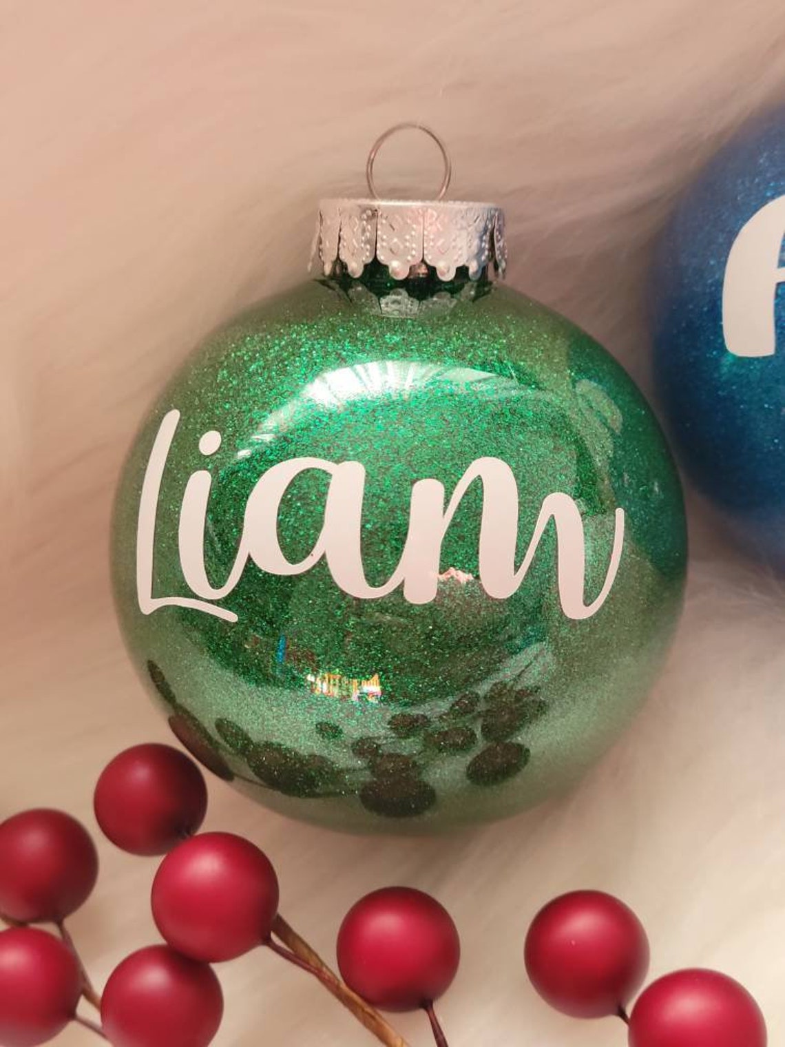 Personalized Christmas Ornaments Custom Ornaments Glitter Etsy