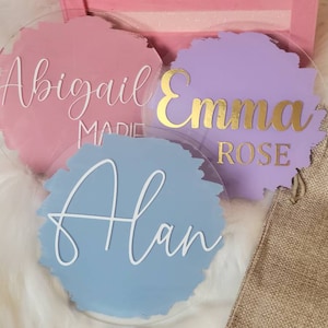 Personalized Baby Name Announcement Sign: Hand-Painted Acrylic, Newborn Photo Prop