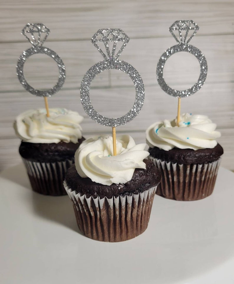 Dimond Ring Cupcake Toppers Engagement Rings Bridal Shower - Etsy