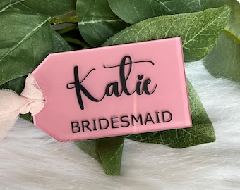 Personalized Wedding Tag, Acrylic Stocking Tag, Name Tag, Bridesmaid Gift, Bride Tags, Reusable Acrylic Tag, Wedding Acrylic Hanger Tag,Gift