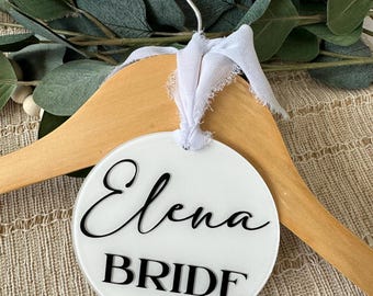 4”Personalized Wedding Tag, Acrylic Stocking Tag, Name Tag, Bridesmaid Gift, Bride Tags, Reusable Acrylic Tag, Wedding Acrylic Hanger Tag