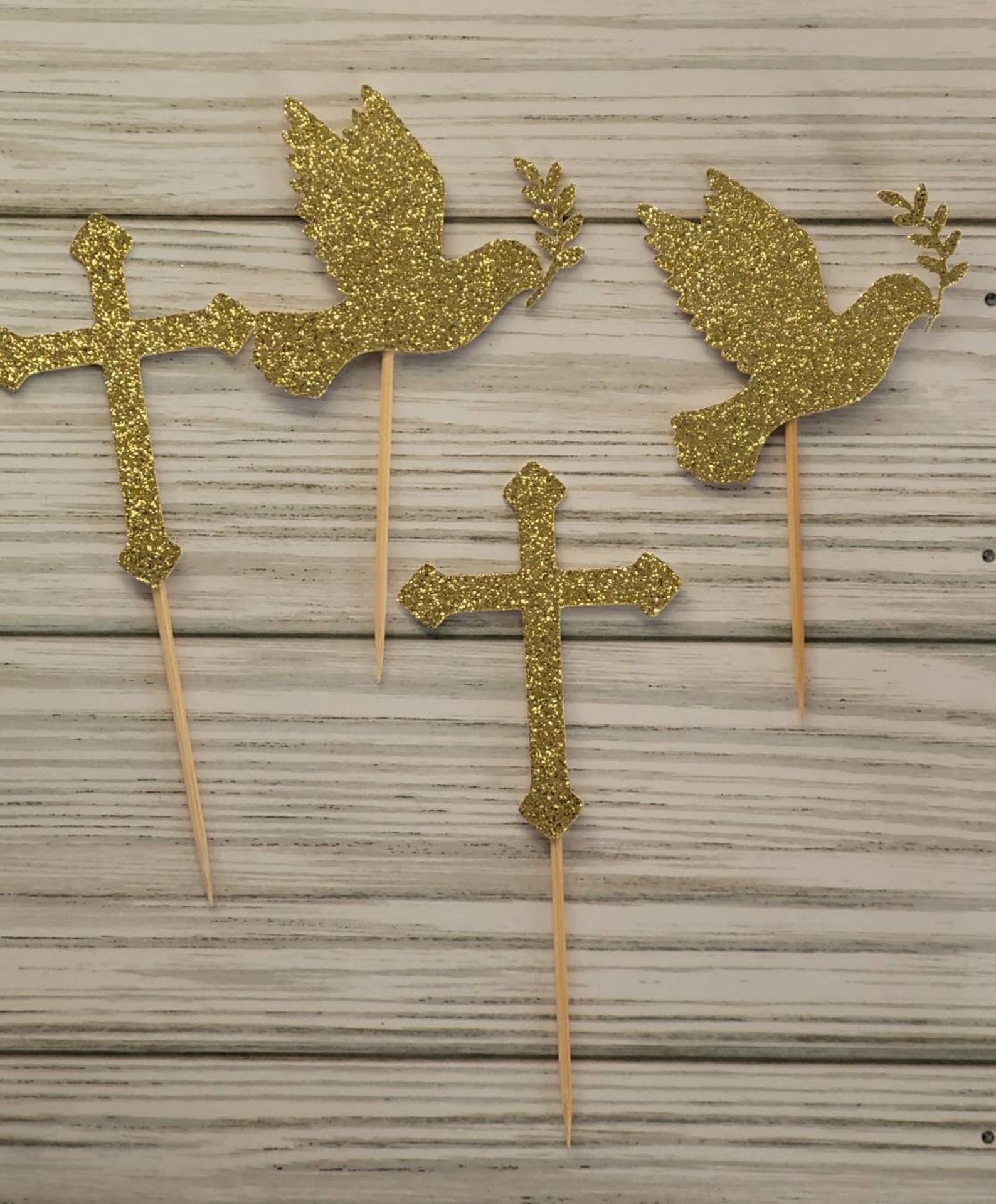 Cross Cupcake Toppers Dove Cupcake Toppers Baptism Cupcake Etsy