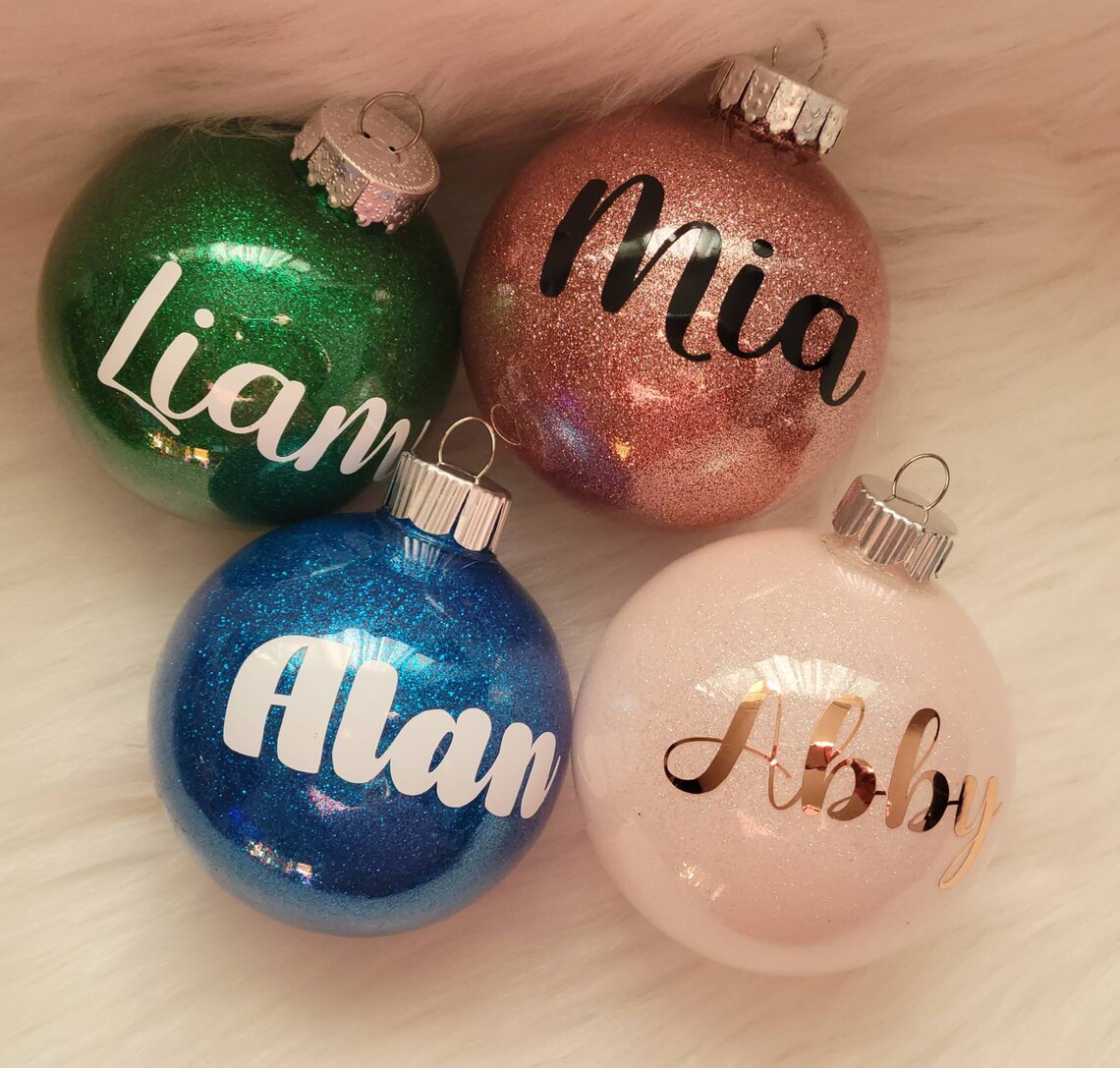 Personalized Christmas Ornaments Custom Ornaments Glitter Etsy