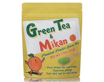 Japanese Green Tea Powder with Mikan Orange Tea - Non-GMO – Fresh and Sweet Taste with Sour Accents - 100% made in Japan - 2.8Oz