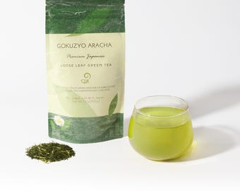 Gokuzyo Aracha Green Tea - High-Grade Unrefined Japanese Loose Leaf Tea, Bold Whole Leaf Sencha, Everyday Tea (3.5oz / 100g)