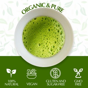 Organic and Pure, 100% Natural, Vegan, Gluten and Sugar-Free, GMO Free - Kagoshima Tea Organic Matcha Green Tea Powder – 30g Ceremonial Grade Matcha – Premium Organic Matcha with Natural Sweetness and Grassy Taste – Easy Brewing Matcha
