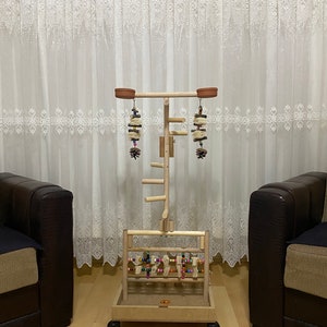 Großer Spielplatz für Papagei, Nymphensittich, Baumständer, Vogelschaukel, fester Ast, Barschbaum