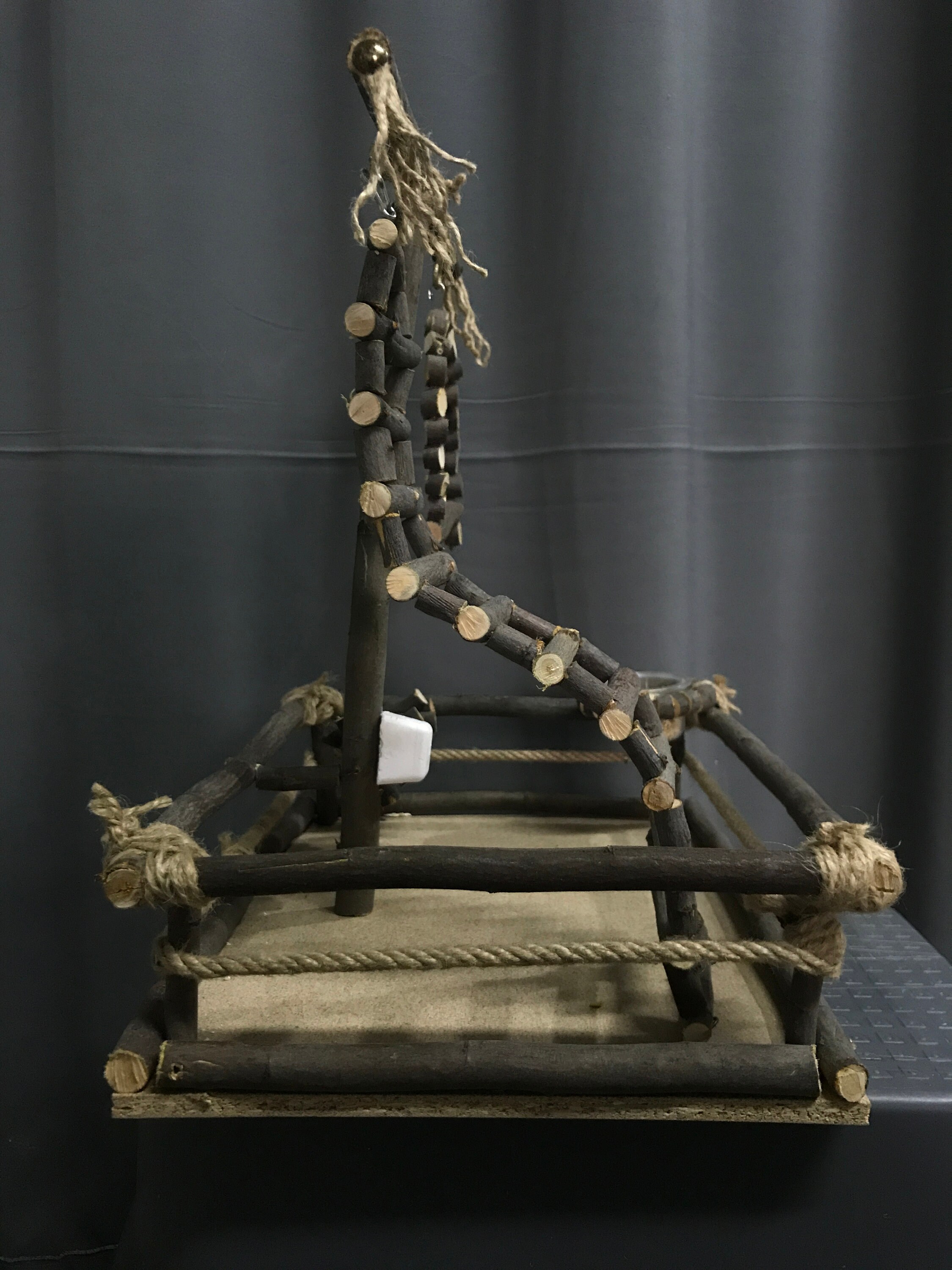 Handmade Wooden Bird Playground: Parrot Perch, Ladder & Swing - Etsy - Handmade Bird Playgrounds