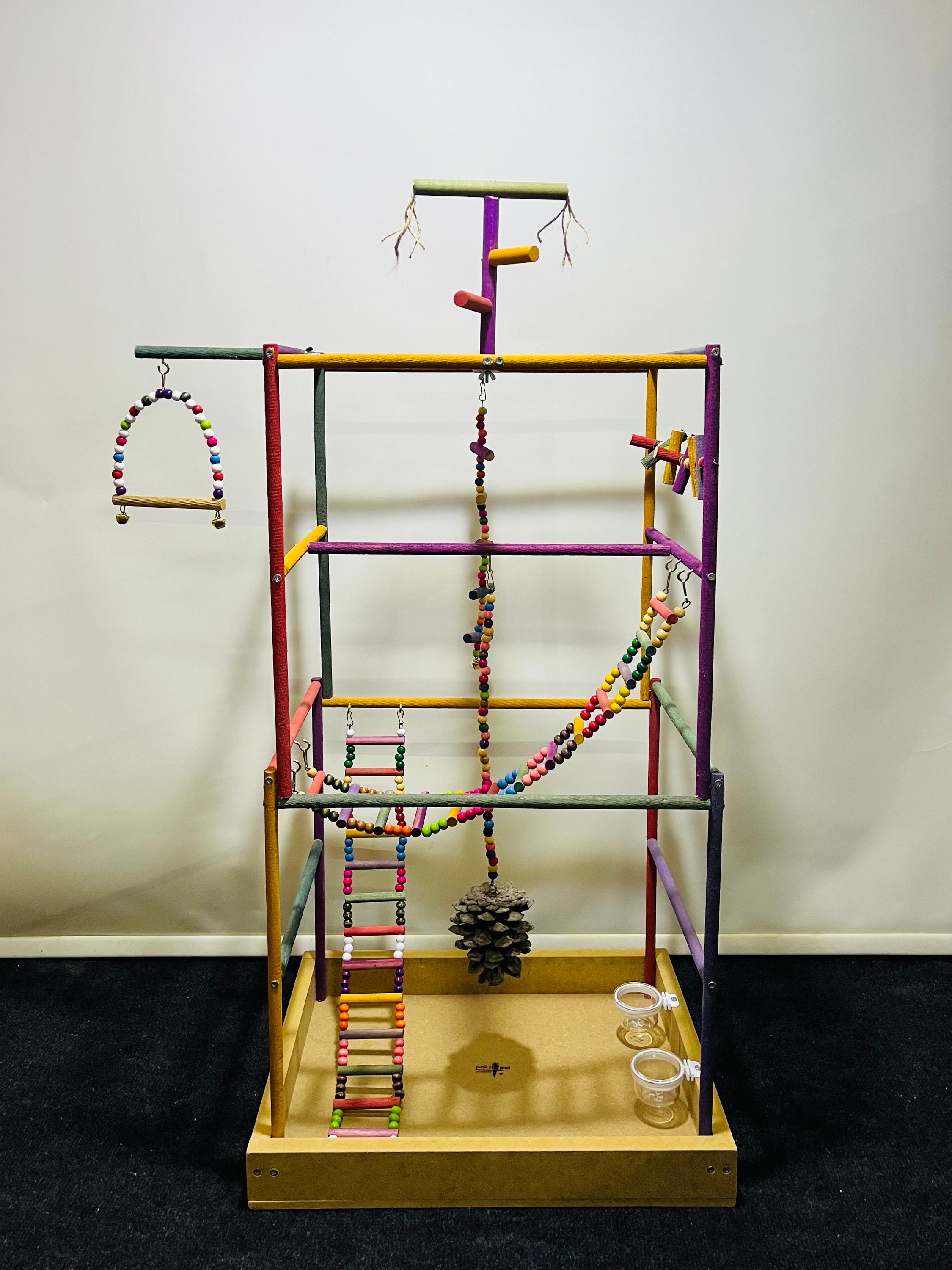 Handmade Colorful Parrot Play Gym: Bird Playground With Perch & Swing ...