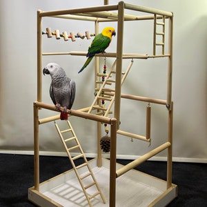 Large Playground for Parrot, Cockatiel, Tree Stand Perch , Bird Swing, Solid tree branch , Perch Tree and Swing