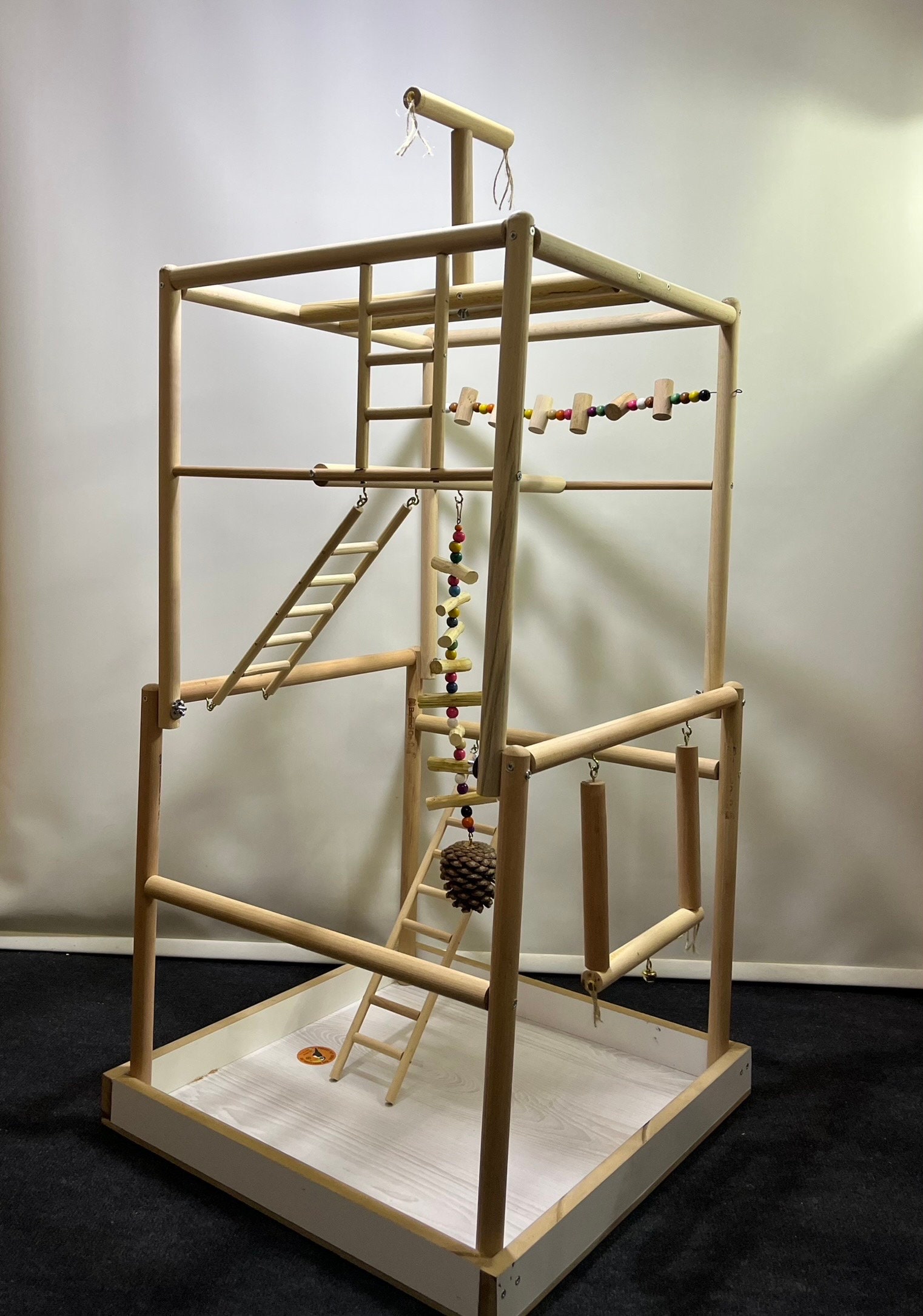 Large Parrot Playground: Solid Wood Perch Tree & Swing - Etsy