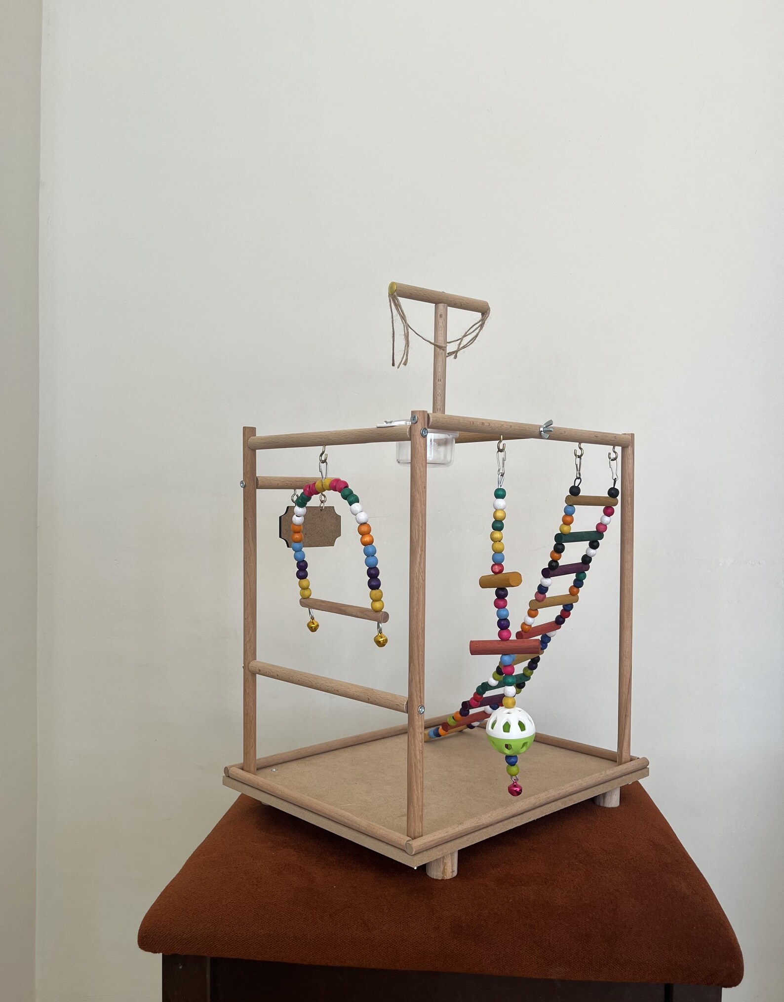 Handmade Wooden Bird Playground: Parrot Play Stand With Beech Perch - Etsy