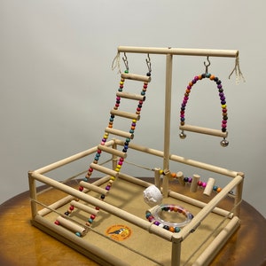 Bird toys, Bird Play Stand, Bird Playground, Parrot, Conure, hand made play ground, Bird Swing, Wooden Bird Play Stand, Perch Tree and Swing