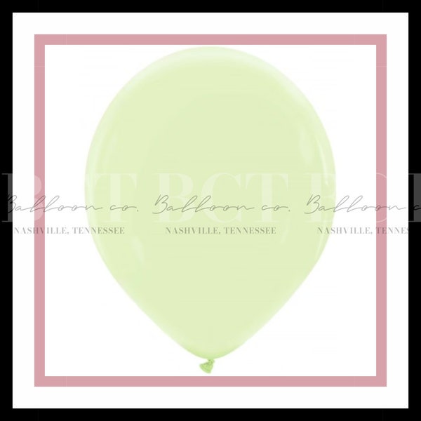 BCT BALLOONS "PISTACHIO" - Light Green Balloons, Pistachio Green Balloons, Pastel Balloons, 5", 13", 16" and 24"  Pastel Green Balloons