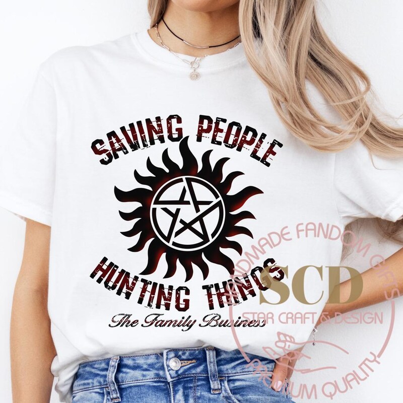 Supernatural Family Business Saving People Hunting Things T-shirt Costume (Free Ship )