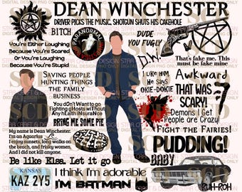 Diseño de citas de Dean PNG solamente, Dean Winchester PNG, Diseño de citas de Winchester PNG, Diseño digital aterrador, Descarga instantánea