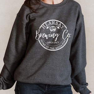 Hearsay Brewing Co. Sweatshirt, Johnny Depp, Home Of The Mega Pint Sweatshirt, Happy Hour Anytime, Johnny Depp Sweatshirt. Unisex Fit.