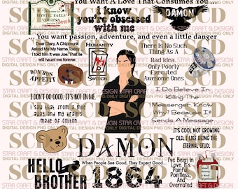 Citas famosas de Damon TVD Diseño digital PNG únicamente, Sé que estás obsesionado conmigo, PNG, Diseño digital, Descarga instantánea.