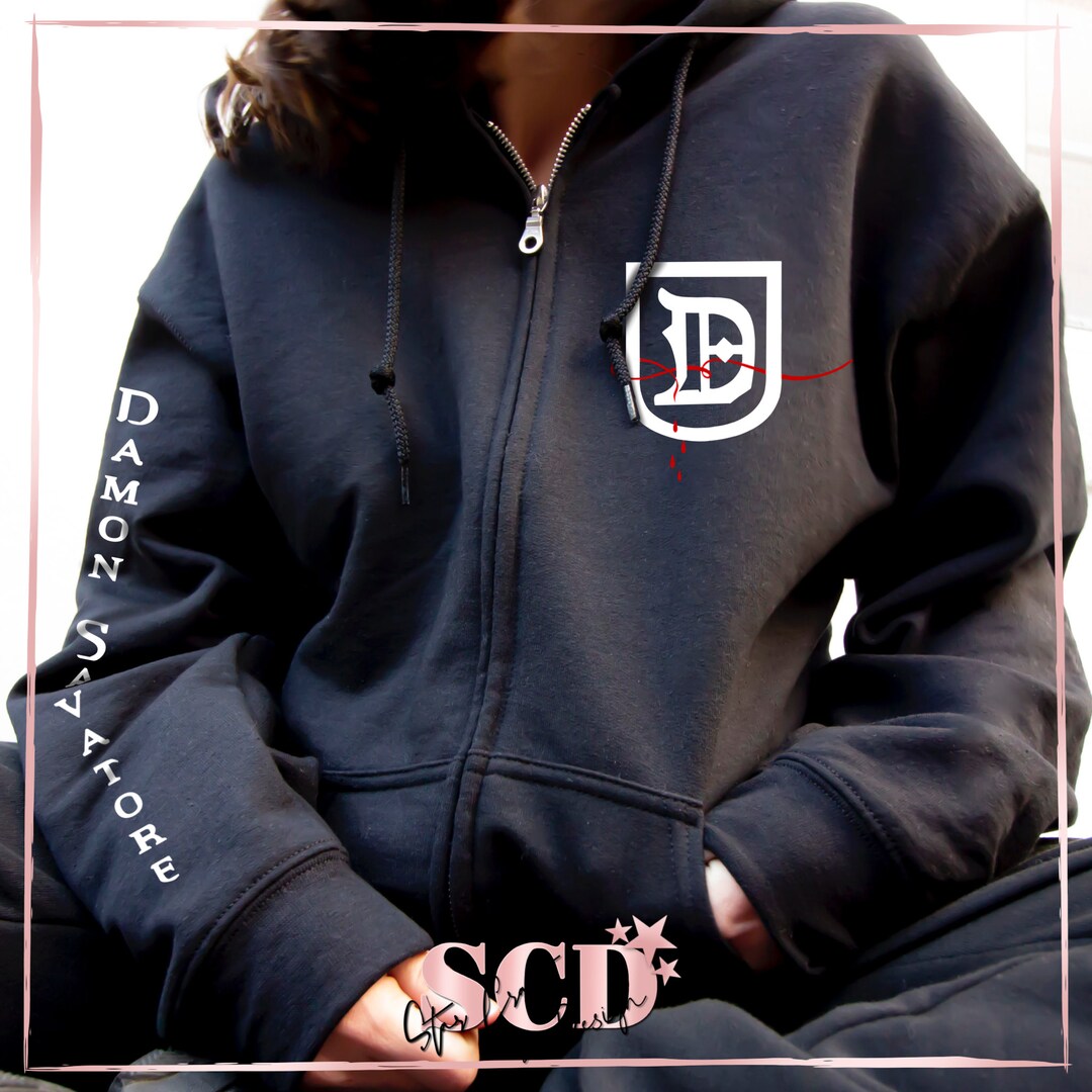 Damon Salvatore Inspired Full Zip-up Hoodie, If You Are Going to Be Bad Zip  up Hoodie, Vampire Diearies, Hello Brother, Team Damon,