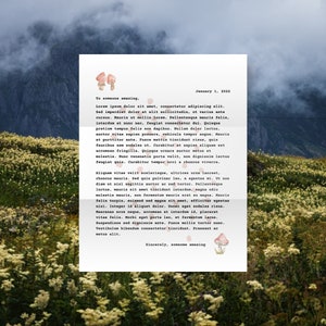 Plantilla de membrete de hongos/papel de escritura Cottagecore