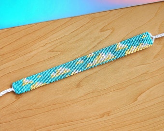 Bracelet nuages tissé tressé noué à la main bracelet de fil chaîne style bohème VSCO bleu ciel bijoux artisanaux bracelets alpha