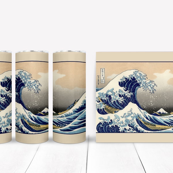 The Great Wave off Kanagawa | Famous Japanese Art | Tumbler Sublimation Design 20oz skinny | Famous Art Wrap PNG 300 Dpi Instant DIGITAL