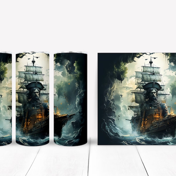 Pirate Tumbler Design | Pirate Journey | Pirate Ghost Ship Tumbler Wrap | Tumbler Gift | 20 oz Skinny Tumbler | 300 DPI Digital Download