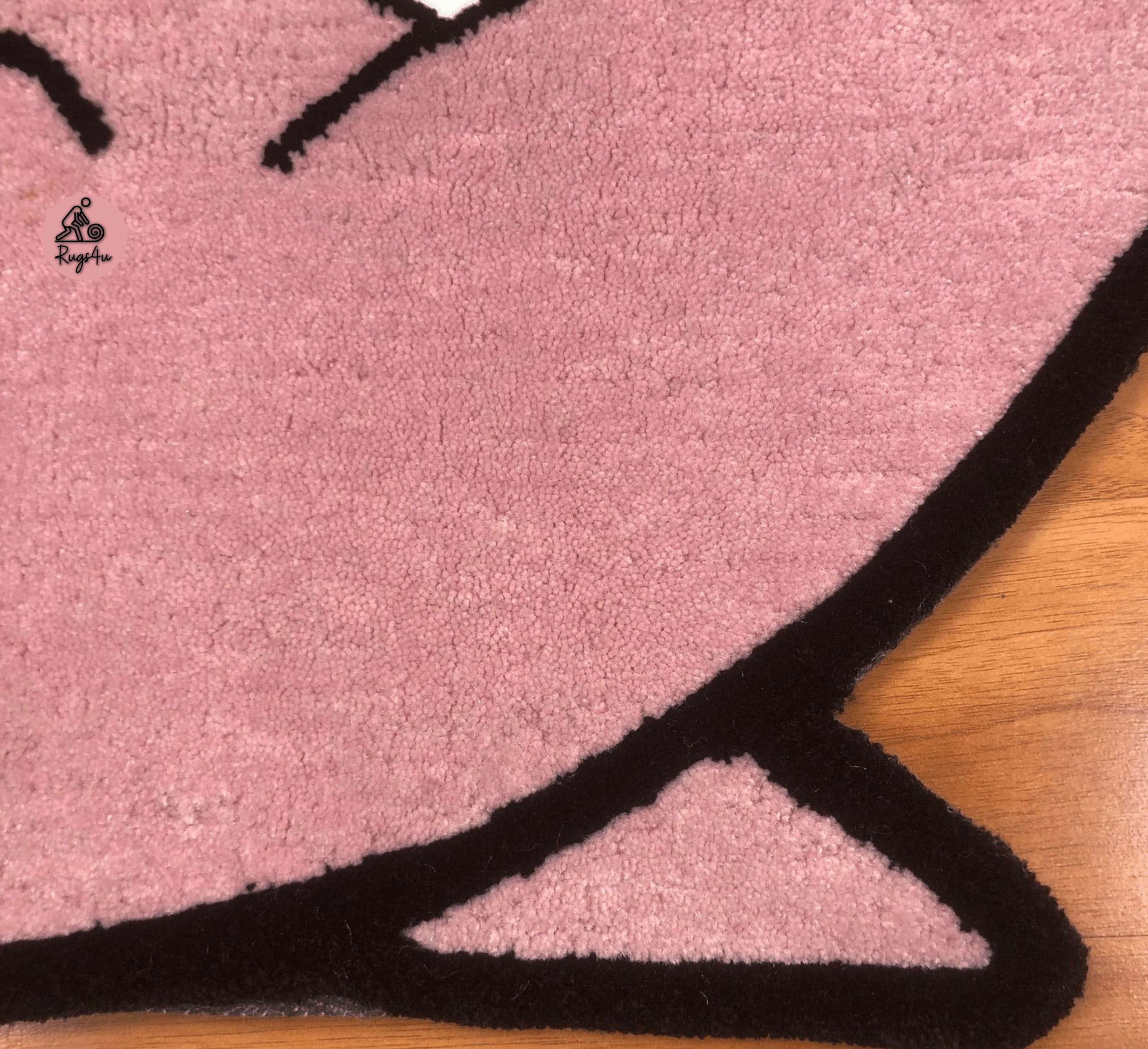 CUTE PINK CARTOON Rug / Home Decor/ Handtufted/ Christmas Day Gift ...