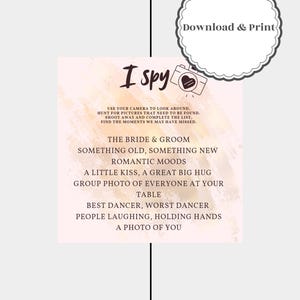 I Spy, I Spy Wedding Game, Bonus - table numbers 1-20, Present included, Wedding accessories, Season 2025