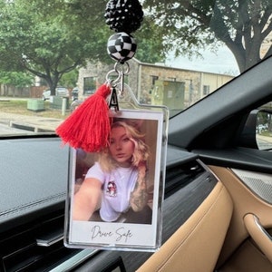 Personalized Photograph Car Charm Rear view Mirror {custom picture hanger mirror boudoir gift Valentine's day car ornament Mother's Day}