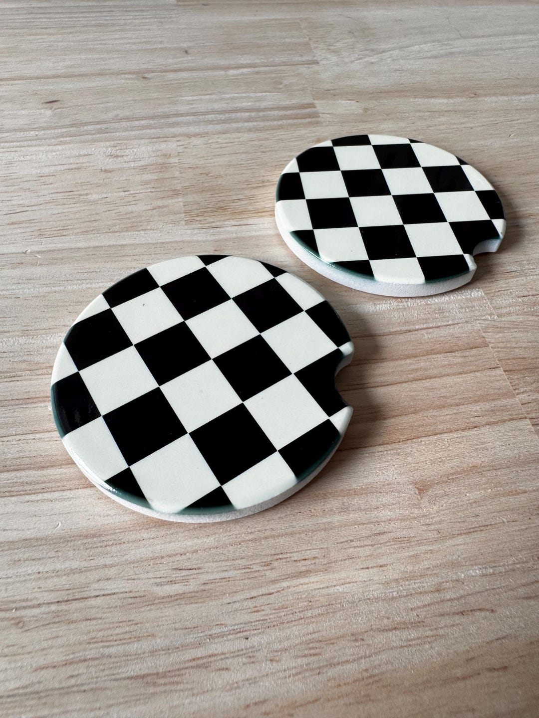 Alternative Coasters Set of Two Checkered Car Coasters {cute Car Accessories Car Decor ...