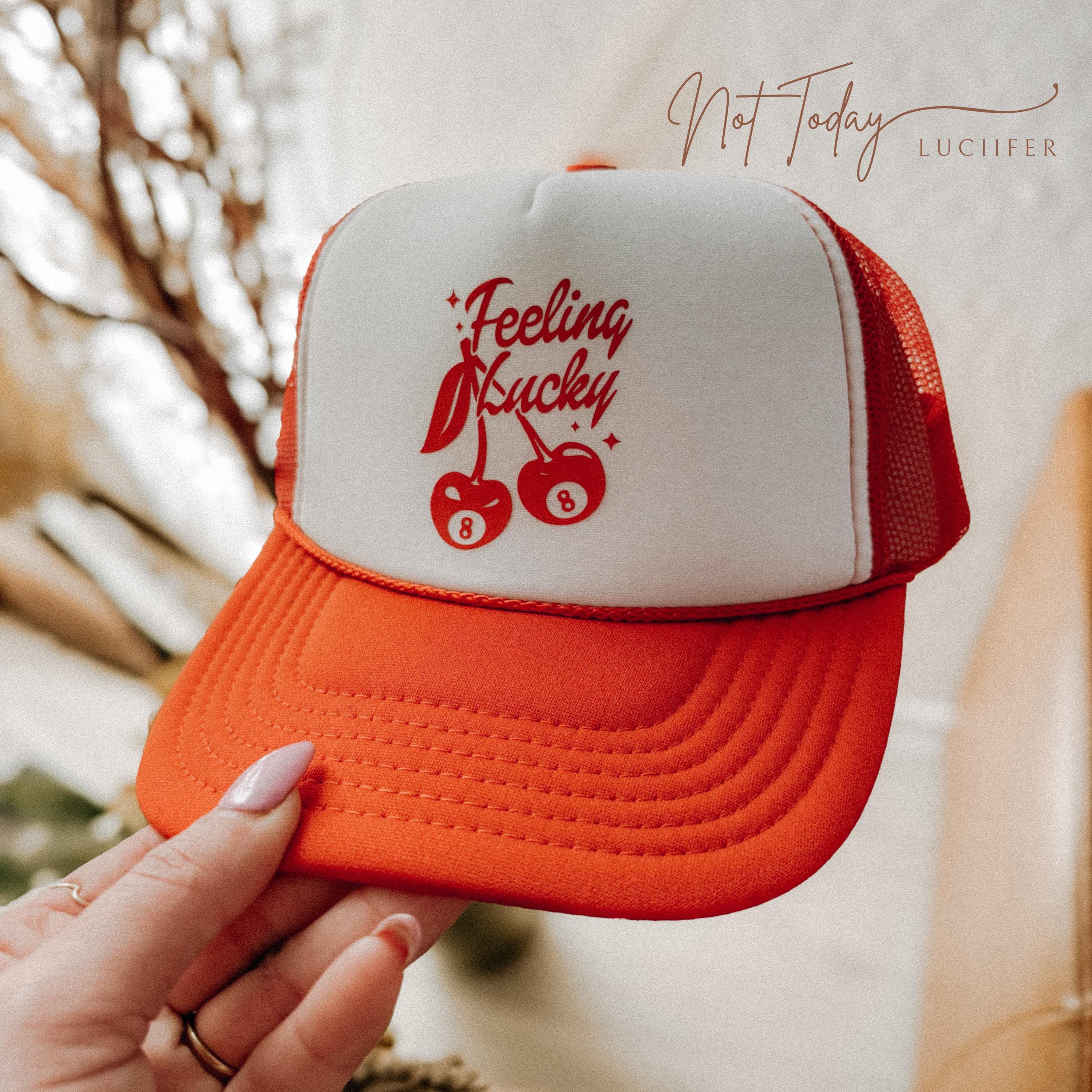 NEW Red & White Mesh Trucker Snap Back Hat Black Star Checkered Flags Cherries AMS1693.jpg?v=1750786273&width  main image 3