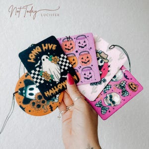 Spooky Scented Halloween Themed Car Air Fresheners {rear view mirror western spooky fall cute ghost hanging car decor monster }