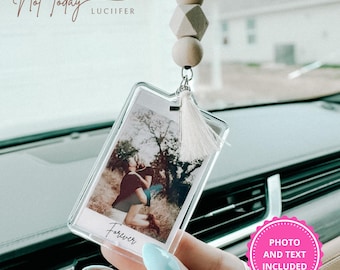 Personalized Photo Rear View Mirror Car Charm { car accessories car ornament gift ideas unique gift idea polaroid Mother’s Day Gift}