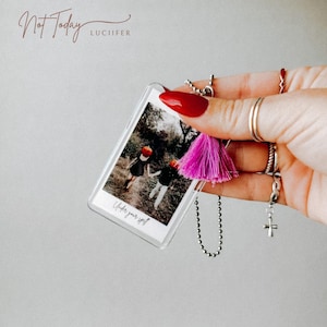 MORE FONTS! Custom Photo Rear View Mirror Charm - Photo Keepsake for Your Rearview Mirror {custom car charm photo hanger mirror accessories}