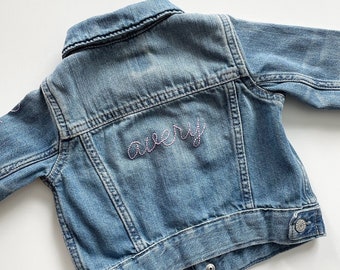 Gap Hand Embroidered Baby Denim Jacket | Toddler Jean Jacket | Kids Jean Jacket | Personalized Girls Boys Gift