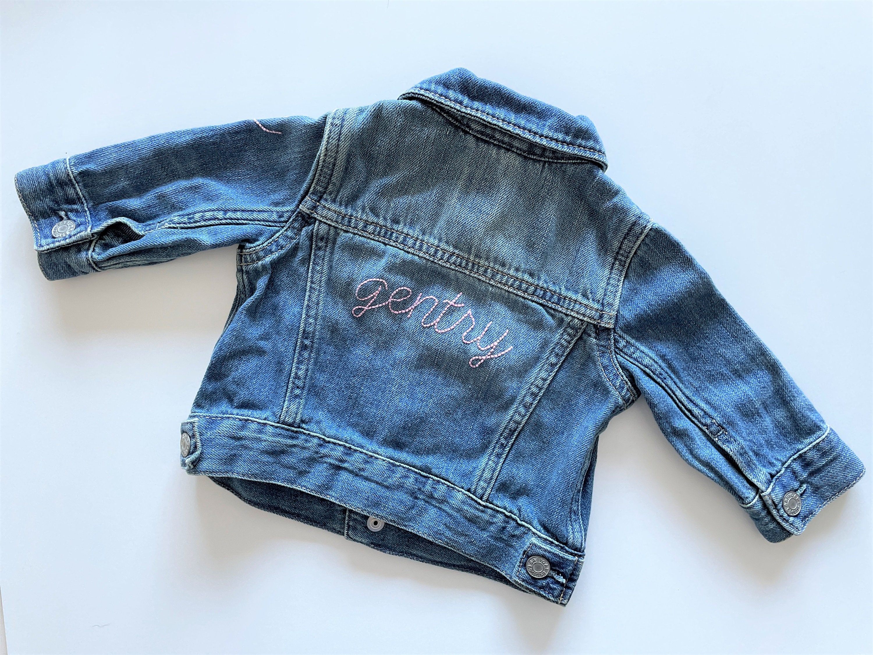 Babyhug Full Sleeves Washed Denim Jacket with Text Embroidery - Blue main image 1