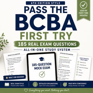 BCBA Exam Prep Bundle | 185 Mock Questions, 6th Edition Study System