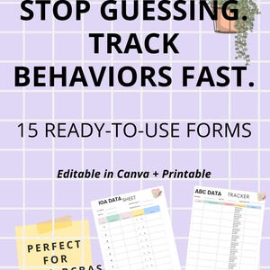 Zestaw do zbierania danych ABA | System śledzenia zachowań dla RBT i BCBA | Narzędzia do oceny ABC, częstotliwości, czasu trwania i funkcji | Edytowalny