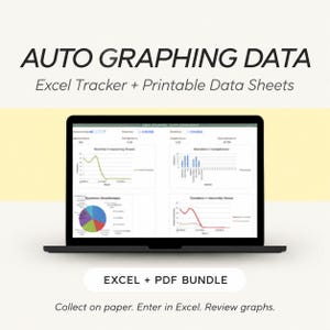 Paquete de recopilación de datos ABA / Rastreador de comportamiento en Excel con gráficos automáticos + Hojas de datos imprimibles para BCBA y RBT