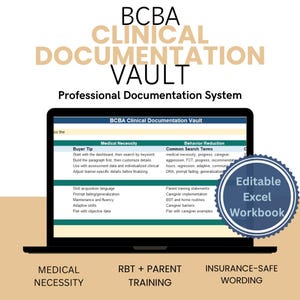 BCBA Clinical Documentation Vault | ABA Note Generator Spreadsheet | Medical Necessity, Behavior Reduction & Progress Reports